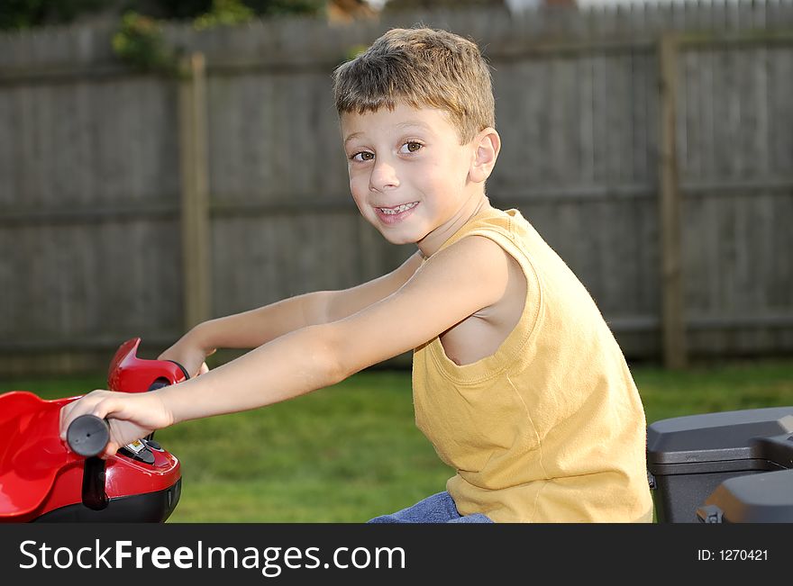 Photo of a Young Boy on a Bike. Photo of a Young Boy on a Bike