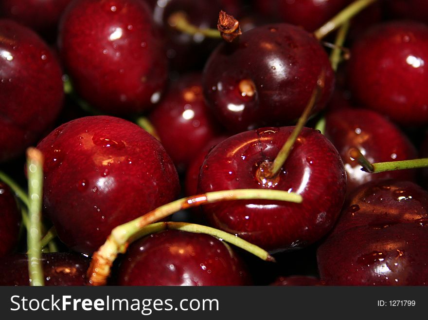 A close up of cherries in a bowl. A close up of cherries in a bowl.