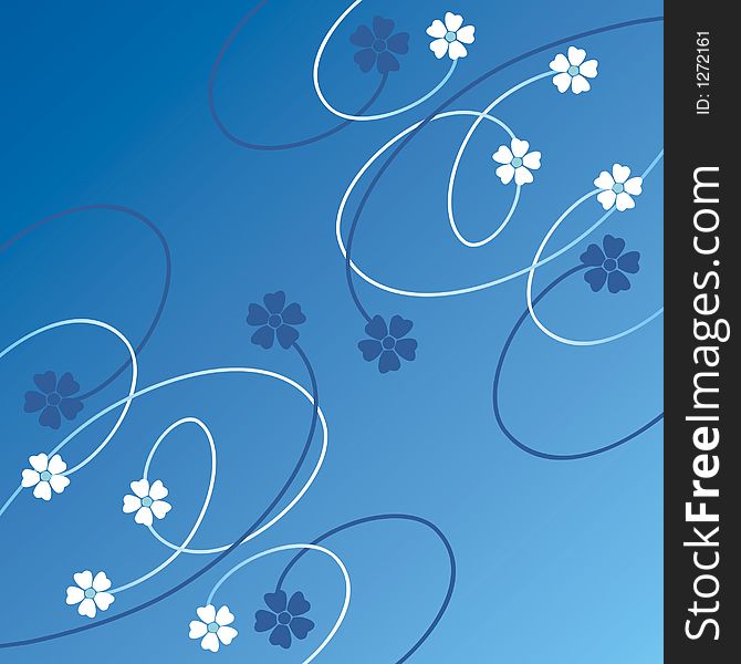 Blue background with white and blue flowers. Blue background with white and blue flowers