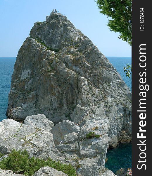 People on cliff on Crimea