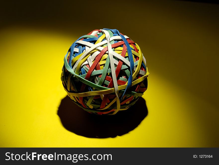 Photo of a Rubberband Ball With Creative Lighting