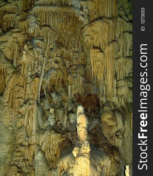 Stone wall in cave, Crimea