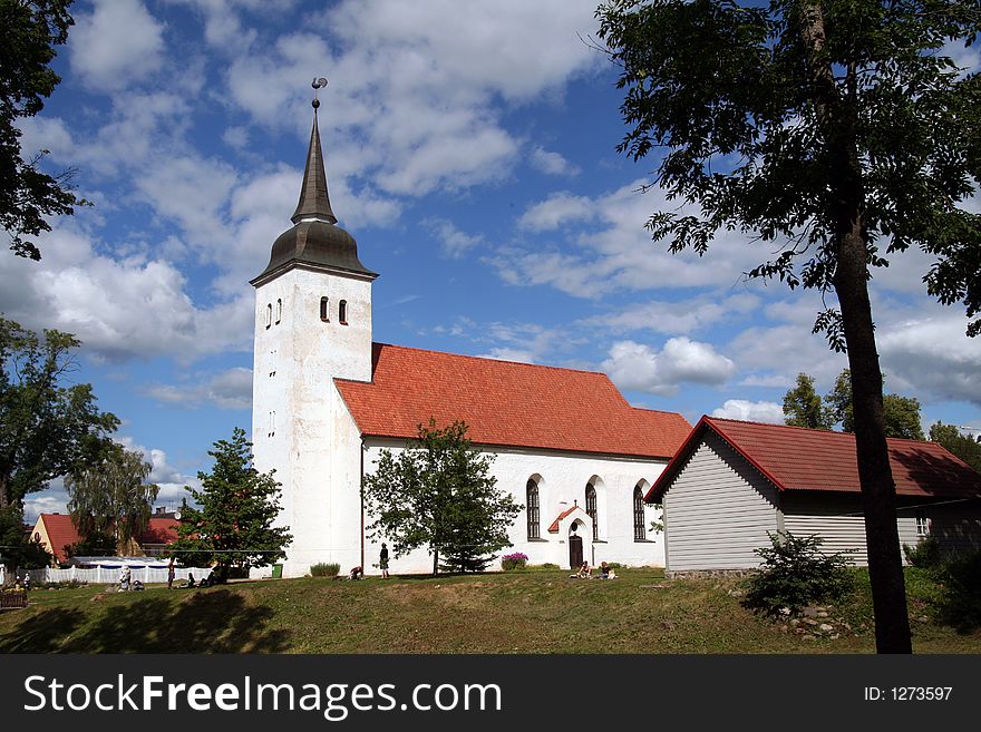 Beautiful white church, Viljandi, Estonia