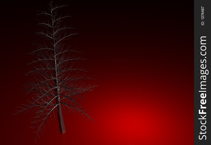 Single dead tree on red. Single dead tree on red