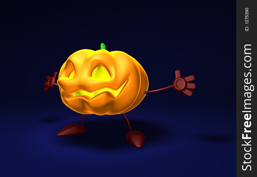 Halloween pumpkin, 3d generated orange pumpkin