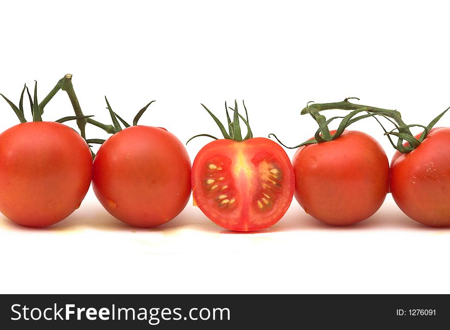 Row of tomatoes, from the vine