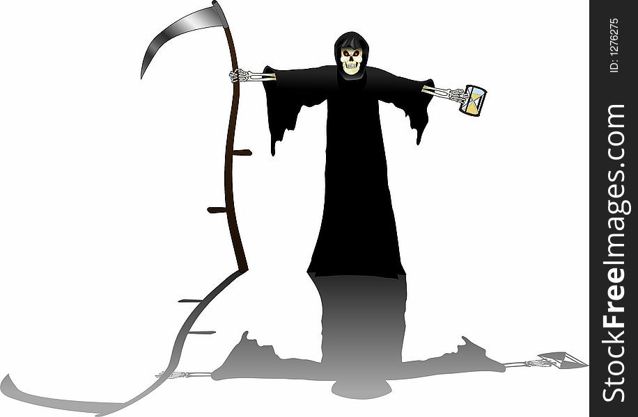 Cartoon graphic depicting the Grim Reaper (concept: Halloween). Cartoon graphic depicting the Grim Reaper (concept: Halloween)