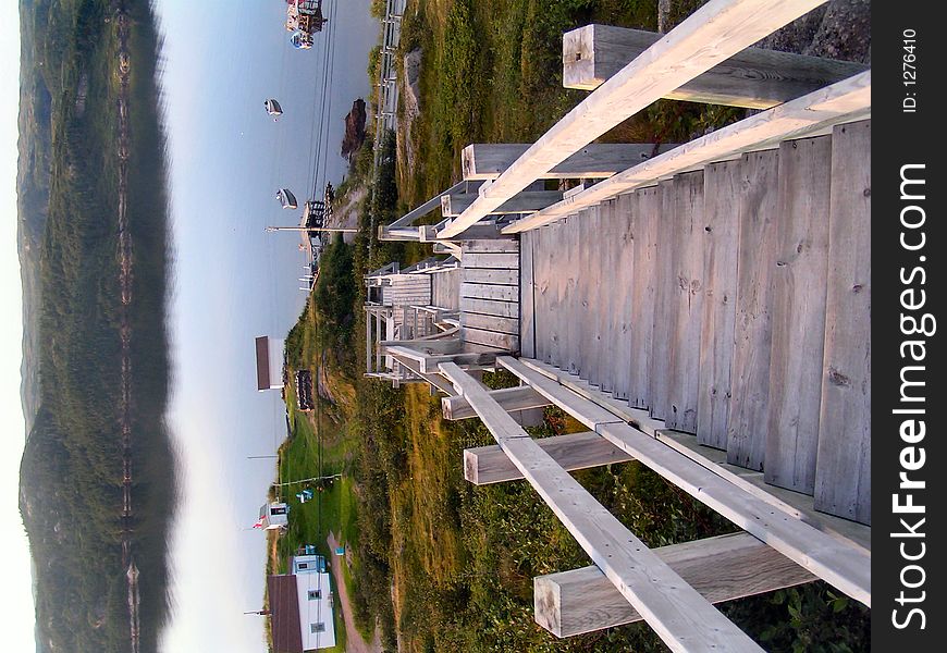 A set of stairs to a look out. A set of stairs to a look out