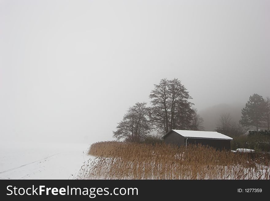 Iced  lake in denmark in winter. Iced  lake in denmark in winter