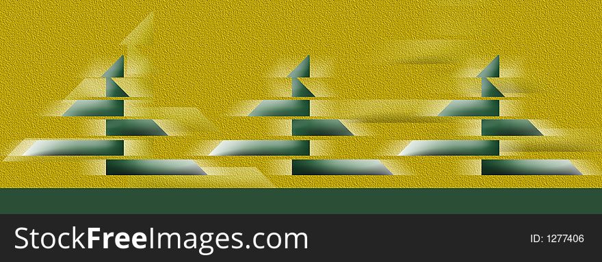 Stylized christmas trees design yellow green