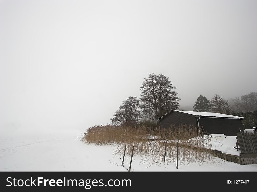 Iced  lake in denmark in winter. Iced  lake in denmark in winter