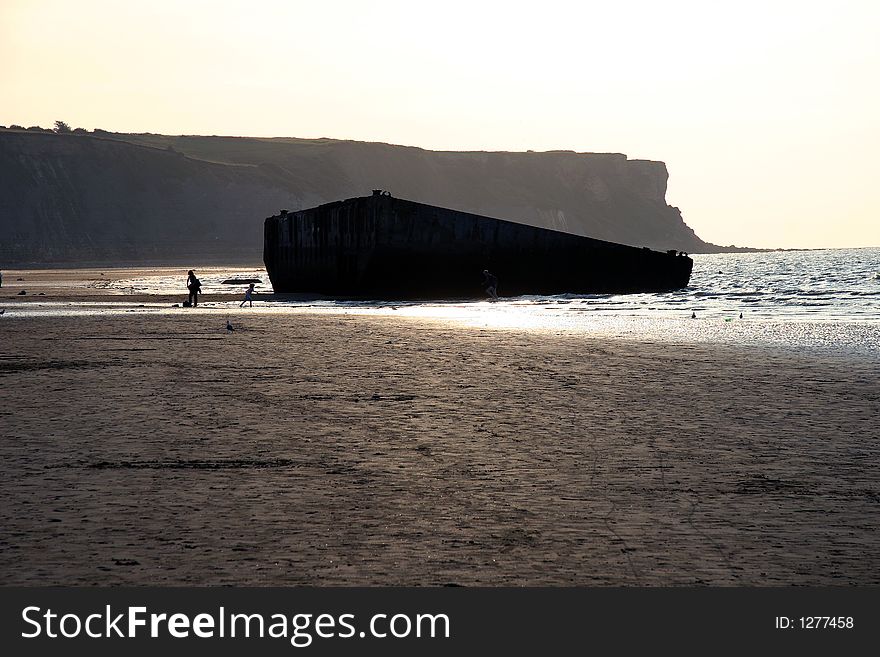The Landing Beaches At Arromanches, France.