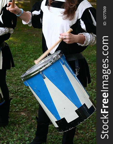 Reinascimental drum player during tuscan fair