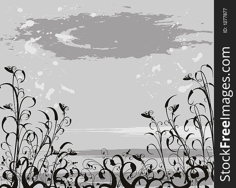 Floral grunge background (vector illustration)