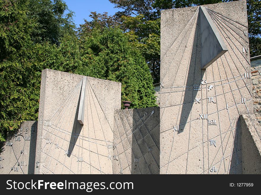 Solar clocks on the Petrin hill in Prague with Zodiac calendar