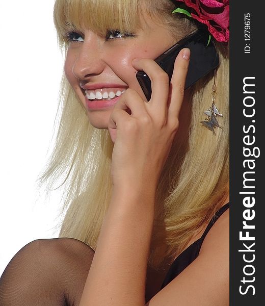 Young beautiful happy girl with mobile