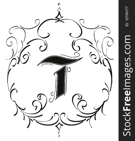 T: Ornamental capital letter . Illustration. T: Ornamental capital letter . Illustration