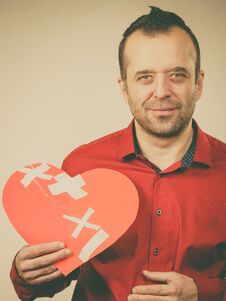 Smiling Man With Healed Heart. Royalty Free Stock Images