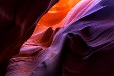 Beautiful Wide Angle View Of Amazing Sandstone Formations In Famous Lower Antelope Canyon Near The Historic Town Of Page At Lake Stock Image