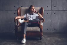 Free Young Attractive Serious Glamorous Male Hipster In White Shirt A Royalty Free Stock Photo - 127194045