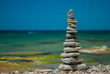 Stones Balance On Beach. Royalty Free Stock Image