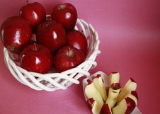 Apple In Fruit Basket With Apple Cutter Royalty Free Stock Image Apple In Fruit Basket With Apple Cutter Royalty Free Stock Image