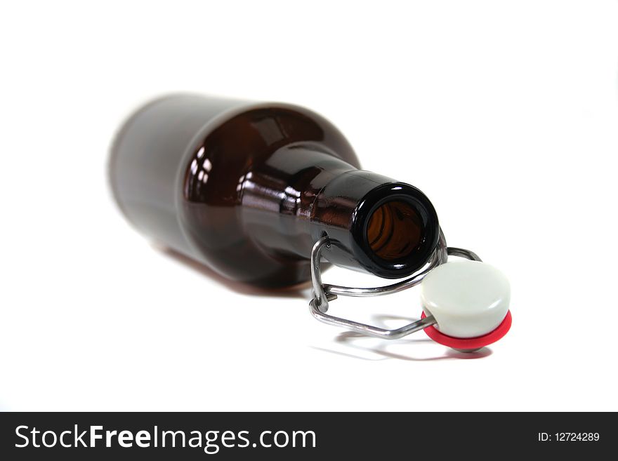 A Open Beer Bottle on a white background. A Open Beer Bottle on a white background