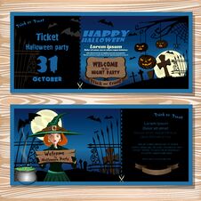 Invitation To Halloween Night Party With Cute Girl Stock Images