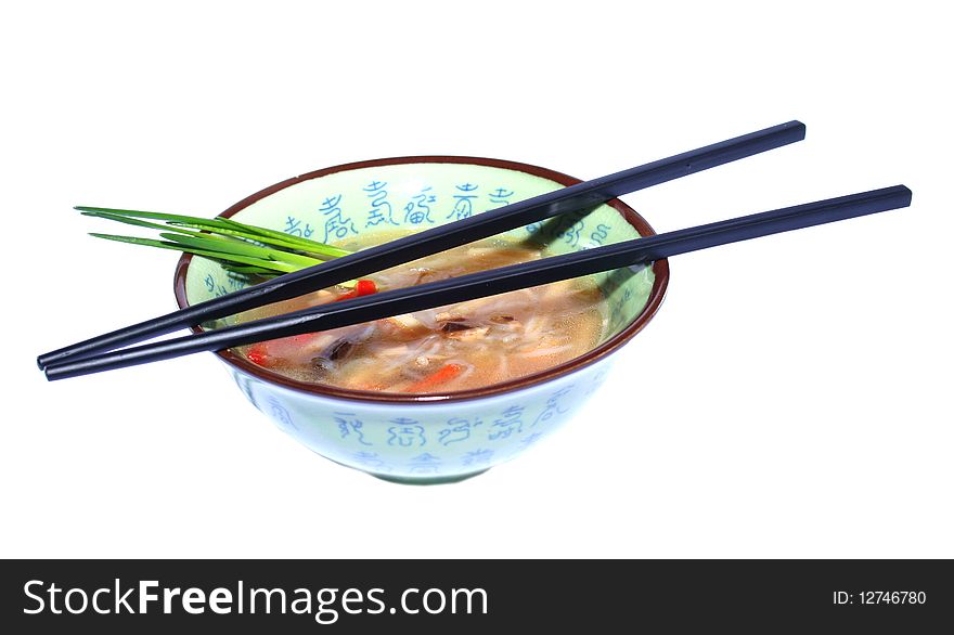 Asian soup on a white background