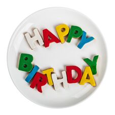 Letters With The Word Happy Birthday From Cookies With Icing Stock Photography