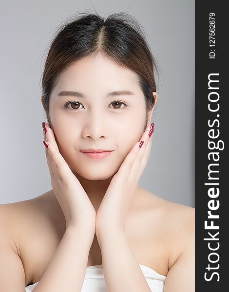 Attractive beautiful asian woman skin care
