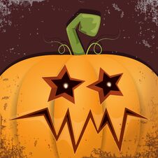 Halloween Cartoon Pumpkin With Face On Dark Background. Vector Cartoon Illustration Of Carved Pumpkin Into Jack-o Royalty Free Stock Photos