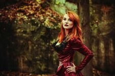 Free Red Head Girl With Fetish Jacket Outdoor Pose Stock Photo - 127635400