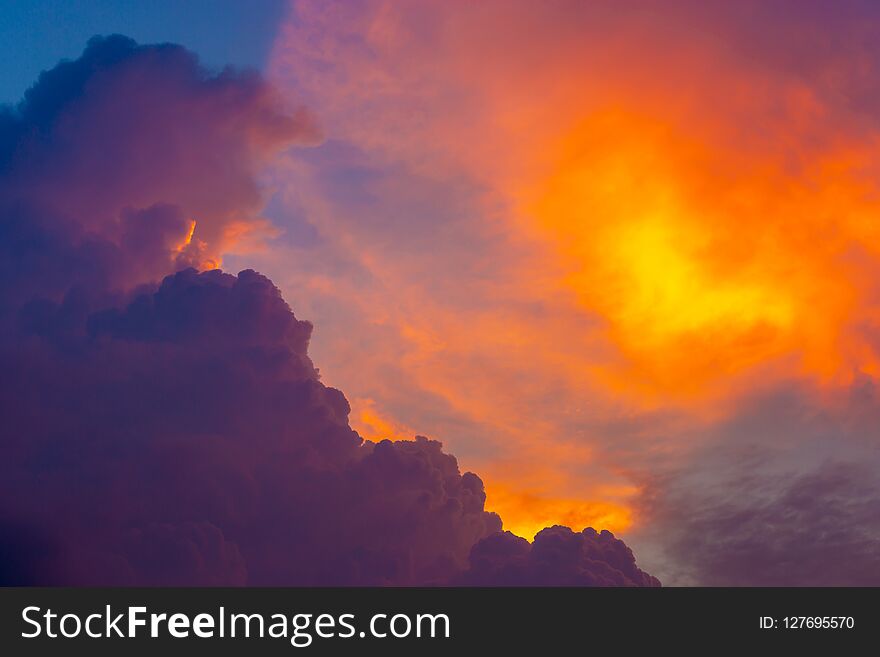 Beautiful colorful sunset sky for nature background.