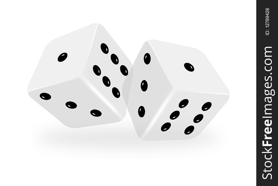 Vector dices on white background with meshes