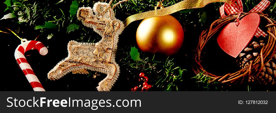 Christmas decoration and ornament with black background