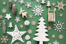 Flat Lay With Wooden Christmas Decoration Like Trees Royalty Free Stock Photo