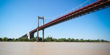 Garonne River Suspension Bridge Of Aquitaine Bordeaux France Stock Images