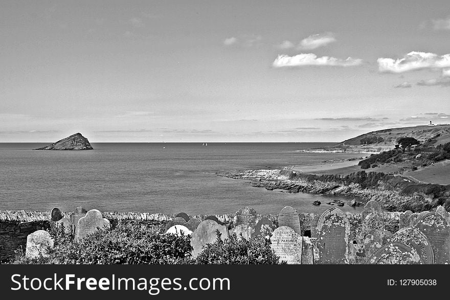 Black And White, Monochrome Photography, Sky, Coast