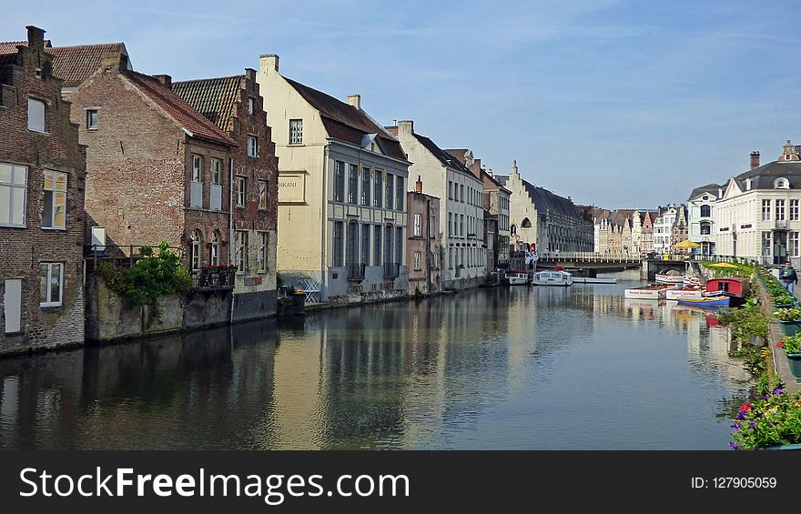 Waterway, Canal, Body Of Water, Town