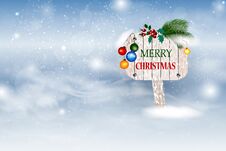 Christmas Vector Illustration With A Banner With Holidays Greeting. Christmas Card. Royalty Free Stock Images