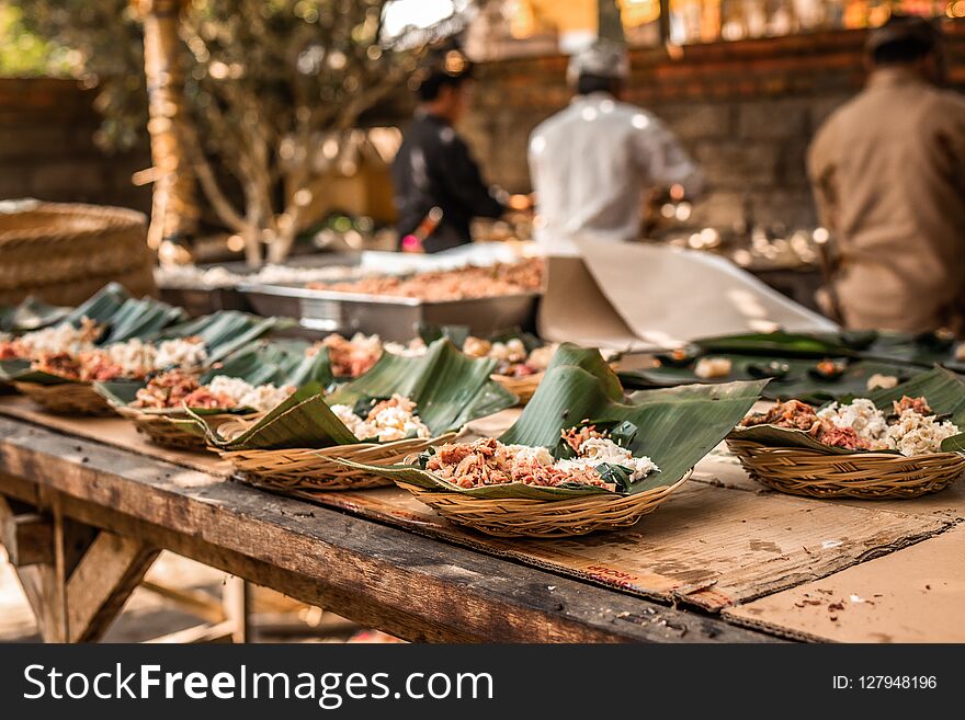 Balinese traditional food ready for cooking. Bali island.