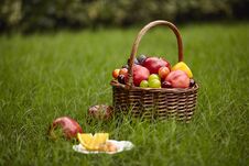 Basket Of Assorted Fruits Stock Photos Basket Of Assorted Fruits Stock Photos