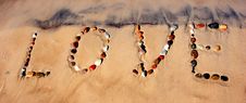 Word LOVE On Beach Sand Royalty Free Stock Images Word LOVE On Beach Sand Royalty Free Stock Images