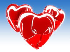 Three Warm Red Hearts Royalty Free Stock Images Three Warm Red Hearts Royalty Free Stock Images