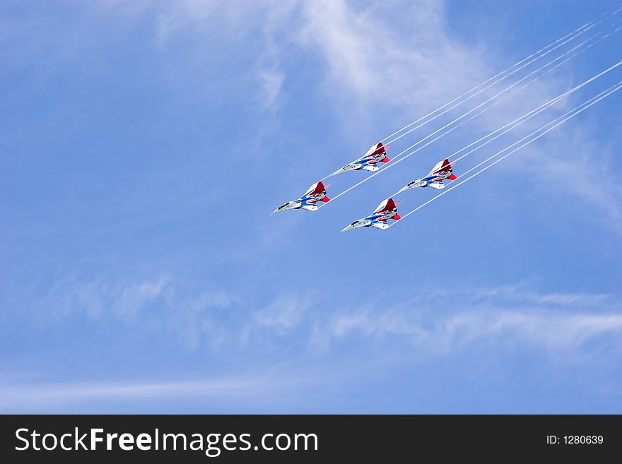 Aerobatic team - Strizhi on aircraft show