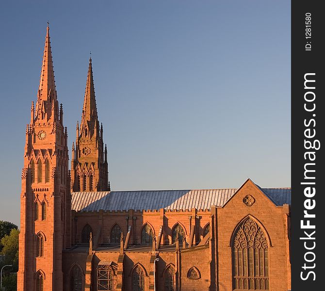 Cathedral at Sunrise Against Blue Sky