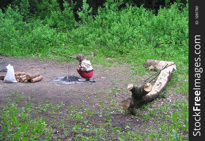 The extinct fire (the girl planting a fire)