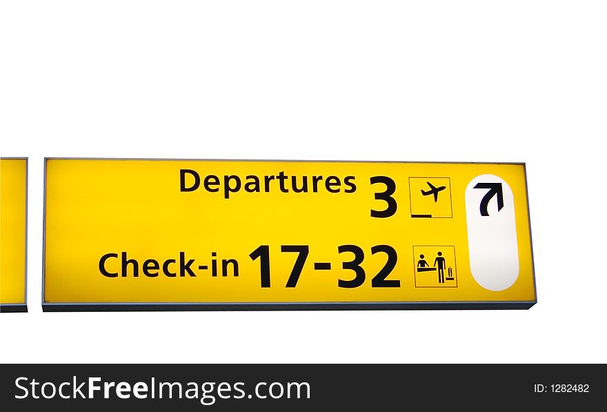 Airport information sign, isolated on white