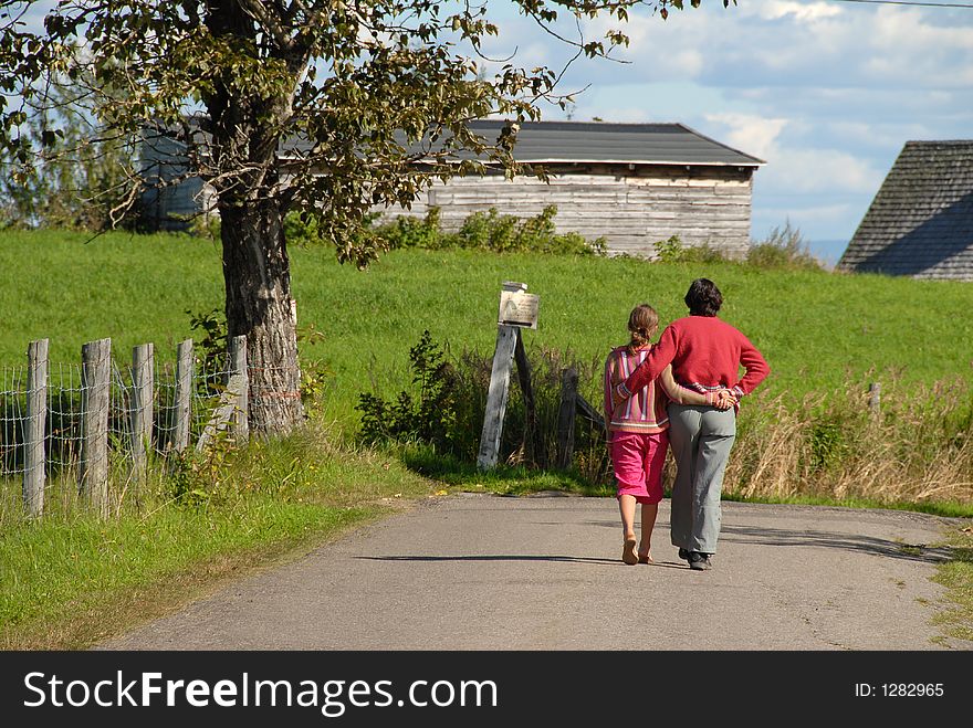 Lovers walking on road in the country. Lovers walking on road in the country